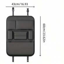 Organizer Jok Mobil Kulit Sintetis dengan Tas Penyimpanan Multi-Kompartemen untuk Jok Belakang, Tambahan Jok Belakang Universal dan Organizer Gadget untuk Berbagai Model Mobil, Solusi Penyimpanan Aksesori Interior Mobil - Hitam - View 3