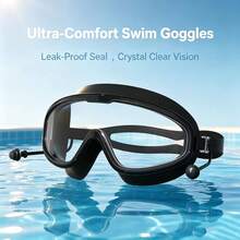 Adult Swimming Goggles With Earplugs, Anti-Fog Wide View Transparent Lenses, Soft Silicone Waterproof Swim Goggles, Quick-Adjust Headband, Suitable For Pool, Open Water And Beach Swimming - Multicolor - View 6