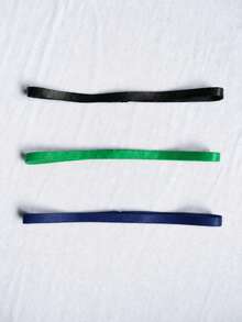 3-Pack Elastic Headband Bandanas For Running, Gym, Yoga, Casual, Streetwear - Black, Green, Blue - 黑色,綠色和藏青色 - 查看 2