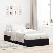 vidaXL Ottoman-Bett ohne Matratze Schwarz 180x200 cm Samt, Bettrahmen, Bettgestell mit Stauraum, Polsterbett, Bettgestell, Bettrahmen mit Stauraum - Schwarz - Übersicht 14