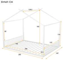Kids Bed Frame House Shape - 140 X 200 Cm - White - 白色 - 查看 6