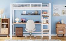 Bed Frame With Shelves And Table - Suitable For Children And Teenagers - Natural and White - 查看 10