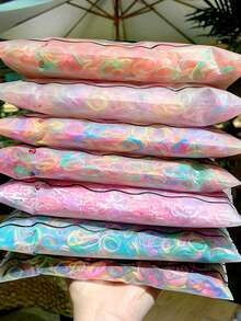 1 Bag 1000pcs Dopamine Colorful Rubber Bands Hair Ties, Non-Damaging Hair Accessories, Multi-Purpose Hair Bands, Transparent Mini Elastic Hair Ties, Small Ponytail Rubber Bands, Gift - Multicolor - View 5