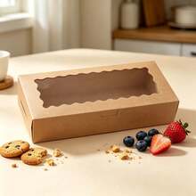 5pcs/10pcs/15pcs White Cardboard Wavy Window Cookie Box, No Handle, Can Be Used As Muffin Box, Cookie Box, Bread Box With Window, Suitable For Pastries, Pies, Muffins, Chocolate, Strawberry - View 8