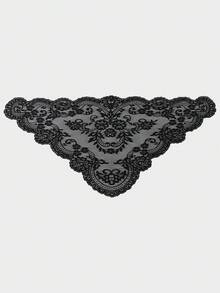 1pc Women's French Style Solid Color Lace Embroidered Triangular Shawl, Hollow Floral Pattern Scarf, Casual Versatile Bohemian Style, Suitable For All Seasons And Daily Wear - Multicolor - View 7