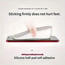 1 Pair 3cm High Elastic Transparent Silicone Invisible Height Increasing Insoles, Soft Shock Absorption Comfortable For Long Wear, Invisible Fit For Various Shoes And Sneakers, Discreetly Enhance Body Shape, Essential For Daily Outfits, Practical Gift Accessory - Multicolor - View 7