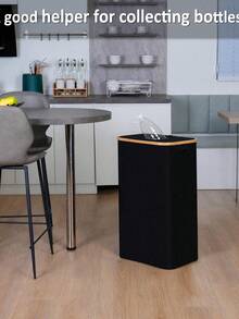 Coletor de Garrafas Dobrável de Nylon Oxford para Uso Interno, Lixeira de Reciclagem com Supressão de Odor, Capacidade de 100L, Resistente a Rasgos e Lavável, Pode Coletar Cerca de 35 Garrafas, Ideal para Uso Doméstico, Coletor de Garrafas com Design Aberto - Multicolorido - Visão 4