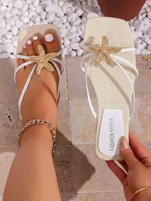 planare Women's Popular Summer Vacation Sandals, White Flat Sandals - White - View 6