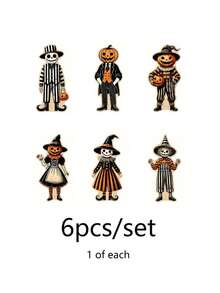 1 Set Halloween Character Hanging Banners, Pumpkin Gentleman & Skeleton Maid Paper Cutout Garland, Halloween Home Wall, Window, Front Door Party Background Decoration - A - View 11