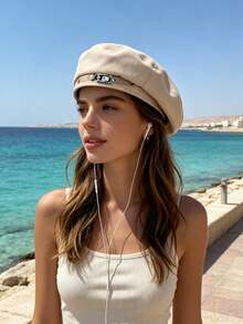 1pc Women's Casual Polyester Beret Hat, Versatile For Daily Outdoor Use - Multicolor - View 3