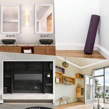 1pc 3.15in X 90.55in Self-Adhesive Thickened Waistline Baseboard, Door Frame Background Wall Border, Edge Sealing Strip - A - View 12