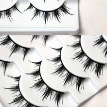 Anime-Inspired False Eyelashes, 5 Pairs Cartoon Eye Faux Lashes, Dramatic Look Demon Style, Volumizing & Lengthening - 查看 3