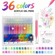 12/36 Colors Metallic Glitter Gel Pen Set, Student Planner DIY Painting Pens, Layerable Waterproof 0.8mm Acrylic Marker Pens For Outlining And Highlighting - Sets - View 15