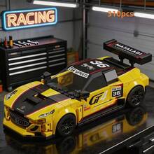 Modelo de Bloques de Construcción de Coche de Carreras GT4 310 piezas, Juego de Bloques de Ensamblaje de Coche de Carreras Amarillo, Juguete de Coche de Carreras de Alta Velocidad Ensamblado a Mano, Regalo de Colección para Entusiastas de Coches - Multicolor - Ver 1