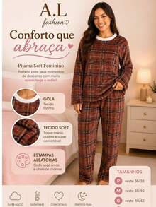 Printed Soft Fleece Complete Pajamas SHIPPING RANDOMLY ACCORDING TO STOCK AVAILABILITY - 隨機的 - 查看 2