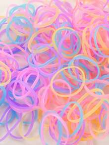 1 Bag 1000pcs Dopamine Colorful Rubber Bands Hair Ties, Non-Damaging Hair Accessories, Multi-Purpose Hair Bands, Transparent Mini Elastic Hair Ties, Small Ponytail Rubber Bands, Gift - Multicolor - View 7