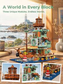 18+ Adult Exclusive Luxury Beach Hotel/Pier Adult Building Blocks, Puzzle Theme Modular Architecture Miniature Toy, Stress Relief Relaxation Game, Suitable For Birthday Scene Decoration And Atmosphere Arrangement - Multicolor - View 7
