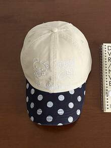 1件可愛卡通熊刺繡棒球帽，波點拼接軟頂棒球帽，修臉百搭女款 - 彩色 - 查看 8