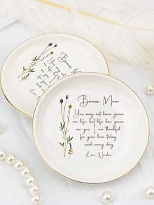 Personalized Birthday Floral Jewelry Dish_Custom Watercolor Flower Ring Dish_Christmas Gift_Wedding Bridesmaid Gift_Birthday Jewelry Tray - Multicolor 1 - View 5