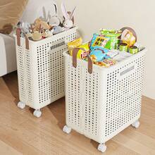 Foldable Laundry Basket With Wheels - Solid Color Design, Multi-Functional Portable Laundry Basket, Suitable For Bathroom And Balcony Storage, Laundry Bag, Laundry Room Accessories, Clothes Storage Cart - Multicolor - View 3