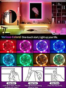 3FT-100FT 智能 RGB LED 燈條,居家裝飾派對裝飾 LED 燈條,DIY 柔性 RGB 燈條,配備 44 鍵遙控器,5V USB 供電 LED 燈條,適用於電視背光照明、女孩房裝飾、節日裝飾和 DIY 佈置(3.28FT/1M 尺寸較短,請根據您的實際需求選擇購買,內置背膠無法貼在粗糙牆面,請小心黏貼!) - 多色-44鍵 - 查看 6