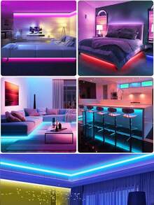 3FT-100FT 智能 RGB LED 燈條,居家裝飾派對裝飾 LED 燈條,DIY 柔性 RGB 燈條,配備 44 鍵遙控器,5V USB 供電 LED 燈條,適用於電視背光照明、女孩房裝飾、節日裝飾和 DIY 佈置(3.28FT/1M 尺寸較短,請根據您的實際需求選擇購買,內置背膠無法貼在粗糙牆面,請小心黏貼!) - 多色-44鍵 - 查看 7