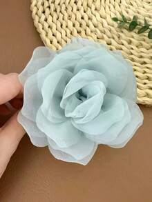 1 buah Jepit Rambut Wanita Model Cakar Bunga Jala yang Manis dan Elegan, Cocok untuk Pemakaian Sehari-hari dan Liburan - Mint Green - View 6