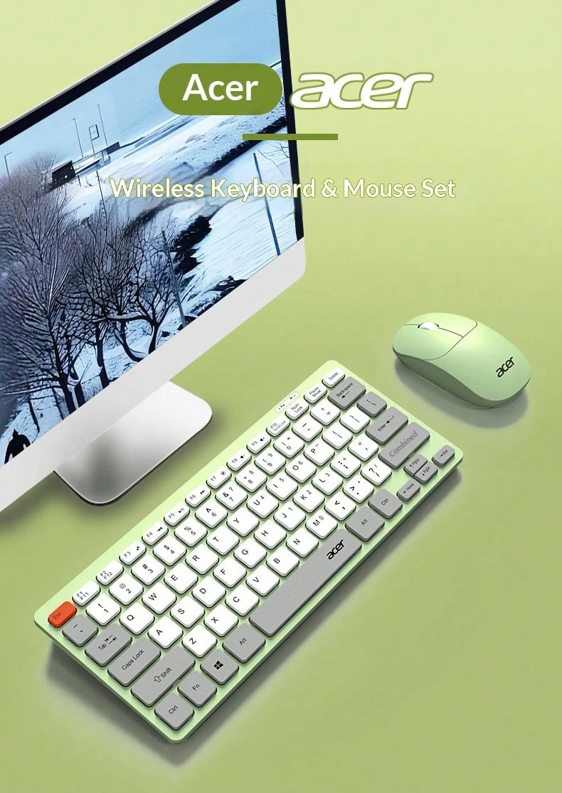 Acer 2.4G Dual-Mode Wireless Keyboard And Mouse Combo, Type-C Rechargeable, Digital Display, Silent Chocolate Keyboard, Adjustable DPI Mouse, Multi-Device Switching, Universal For Desktop, Laptop, And Tablet - View 1