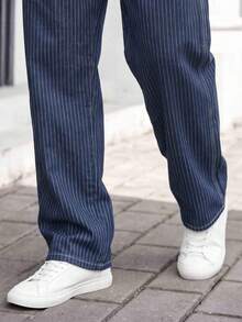 1pc Men's Vintage Loose Wide Leg Denim Jeans, Suitable For All Seasons, Casual, Versatile, Minimalist - Blue - View 4