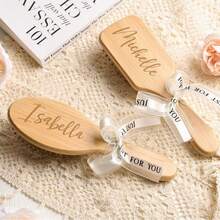 MerexSync 1pc Personalized Engraved Wooden Hair Comb, Wedding Party Favor, Bridesmaid Invitation Gift, Customized Bridesmaid Name Comb, Wedding Decor Accessory, Bridal Shower Return Gift - Multicolor - View 6