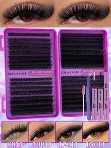 640pcs Eyelash Extension Kit, DIY Segmented Lashes With Tools, Large Capacity Soft False Eyelash Bundle Set, Suitable For Beginners, DIY Home Use, Fluffy And Thick, Easy To Use, Portable And Reusable, Create Natural And Charming Eyes - 彩色 - 查看 12