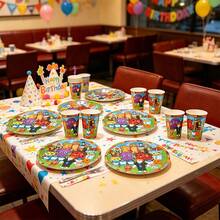 Roblox 20pcs Disposable Paper Cup & Plate Set, Pixel Cartoon Print Waterproof Paper Tableware Set, Suitable For Birthday Party Decoration, Halloween, Thanksgiving, Labor Day, Christmas Decoration - Steal a Brainrot Plate Cup - View 4