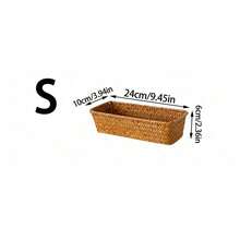1pc/2pcs/3pcs Handmade Seagrass Woven Storage Baskets, Multipurpose Organizer Bins For Cosmetics, Bathroom Sundries, Drawers & Table, Rustic Decor Storage Trays For Fruits, Snacks & Home Decor, Fit Bedroom, Kitchen, Living Room, Bathroom & Office - Khaki - View 12