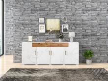 Sideboard White 208x39.5x80cm - With 4 Doors And 2 Drawers In Wood For Dining Room And Living Room - 白色 - 查看 11
