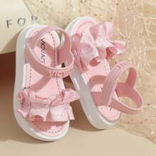 Caweiny Girls' Fashion Sunny Sandals, Summer Lace Princess Shoes, Sweet Stylish Versatile Non-Slip Soft Sole Comfortable Pretty - Pink - View 3