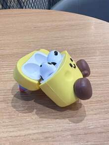 1PC Silicone 3D Birthday Cheese Expression 4/3 Earphone Protective Case Cover 2 Pro 2nd/3rd Generation New Model Compatible With Apple Wireless Bluetooth Soft Shell Girly Cute Funny Cartoon (Earphones Not Included) - Yellow - View 5