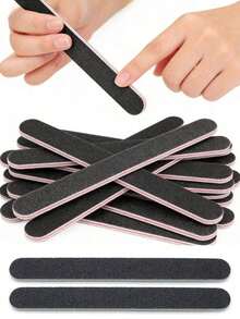 50/25/20/10/5pcs/1PC 100/180 Grit Nail File, Professional Nail File And Sanding Block Set - Professional Gel Nail File, Black Nail Buffer Nail File Set - Dusty Blue - View 1