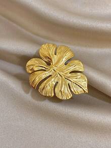 18k Gold Plated Stainless Steel, 5-Petal Flower With Stamen Double Layer Gold Ring, Stainless Steel Ring, Women's Ring, Jewelry Set, Personalized Ring, High Quality Luxury Jewelry, Unique Jewelry, Adjustable Ring, Gold Plated Ring, Suitable For Daily, Dating, Party, Holiday Season, Back To School Season, Summer Jewelry, Beach Jewelry, Women's Beach Accessories, Birthday Gift, Girlfriend Gift, Mother Gift, Bohemian Jewelry - Multicolor - View 7