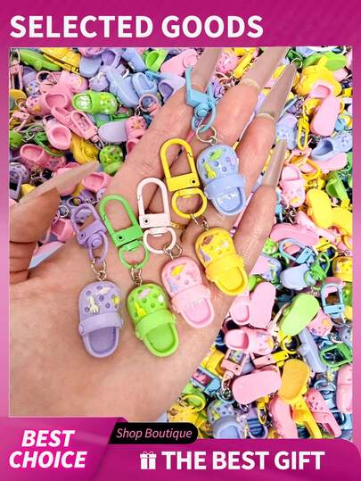 1/5/10pcs Colorful Mini Clog Keychain, Sweet & Eye-Catching, Ins Style/Japanese Aesthetic, Cute Cartoon Shoe Charm Pendant, Suitable For Daily Wear, Vacation, Party And Gathering, Also As A Small Souvenir Gift