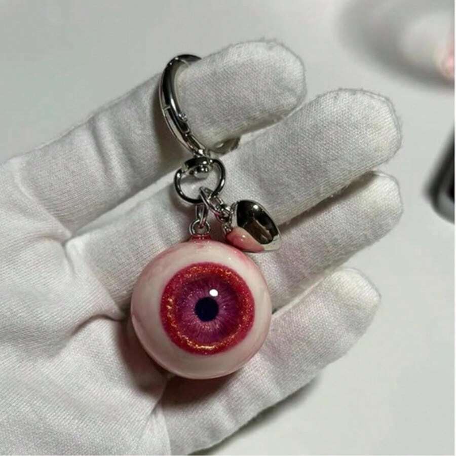 歐式哥德風惡魔之眼樹脂心形萬聖節眼睛鑰匙圈 - 彩色 - 查看 1