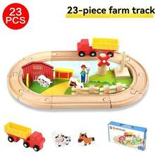 23件農場動物場景軌道教育積木火車玩具套裝 木製玩具 - 彩色 - 查看 3