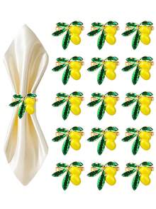 2/4/6/12pcs Lemon Shaped Napkin Rings, Decorative Napkin Rings, Wedding Decoration, Ceremony, Table Decor, Wedding, Dinner, Party Decoration Napkin Rings - Multicolor - View 2