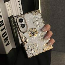 Luxury Electroplated Roses Transparent Phone Case Compatible With Samsung Galaxy Z Fold8 Z Fold 8 Shockproof Back Hard Cover - Gold - View 1