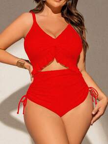 Plus Size Bikini Sets - Red - View 5