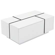 Modern White Square Coffee Table With Drawers - 100x60x40cm - White - View 7