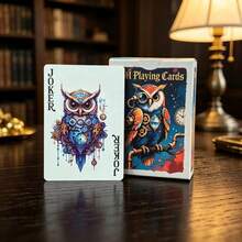 Steampunk Owl Playing Cards, 54 Hand-Drawn Illustrated Cards, Vintage Style Exquisite Packaging, High-End Embossing Technology And Matte Texture Coating, Suitable For Gifts And Entertainment - Multicolor - View 1