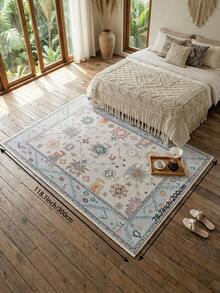 1pc Light Blue Vintage Living Room Rug, Suitable For Kitchen, Dining Room, Bedroom, Room Holiday Decoration, Indoor/Outdoor, Office, Lobby, Anti-Slip Doormat, Bathroom Rug, Hallway, Study Gaming Area Rug - Baby Blue - View 15