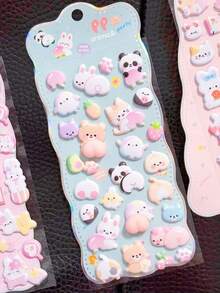 Creative 3D Embossed Stickers Cute Cartoon Rabbit Panda Pattern Phone Case Computer Decoration Material 3D Stickers - Multicolor - View 3