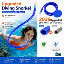 Dual-Tube Diving Snorkel, Anti-Choke Dual-Head Breathing Apparatus, Underwater Breathing Valve Oxygen Supply Device, Silicone Material, 1pc 118.1in/300cm Leak-Proof Design Diving Trainer, Deep Water Oxygen Equipment For Beginners And Adults - Multicolor - View 8