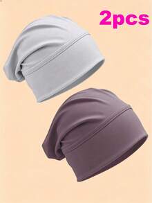 CONFLASS Women's Soft Milk Silk Sleep Hair Bonnet, Elastic Stretchable Breathable Night Hair Cap, Protects Curly And Natural Hair, Solid Color Satin Hair Cover - Multicolor - View 15